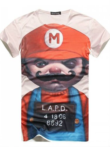 Camiseta Gola V Estampa Super Mario