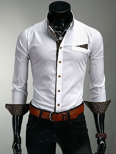 Camisa de Cotton Esporte Fino com detalhes em Onça