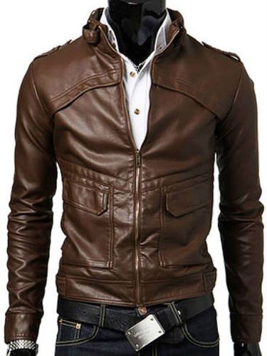 Jaqueta de couro sintético masculina.